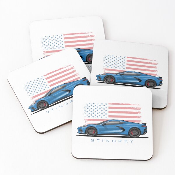 Item preview, Chevy Blue Corvette C8 American Flag Illustration designed and sold by blackdogshop.