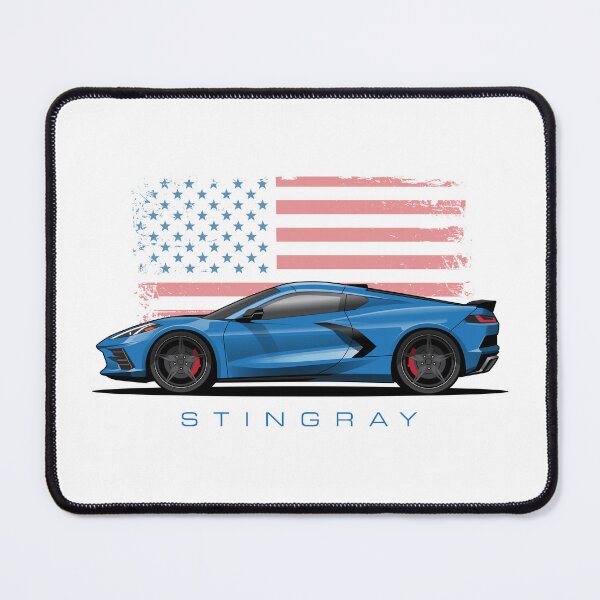 Item preview, Chevy Blue Corvette C8 American Flag Illustration designed and sold by blackdogshop.