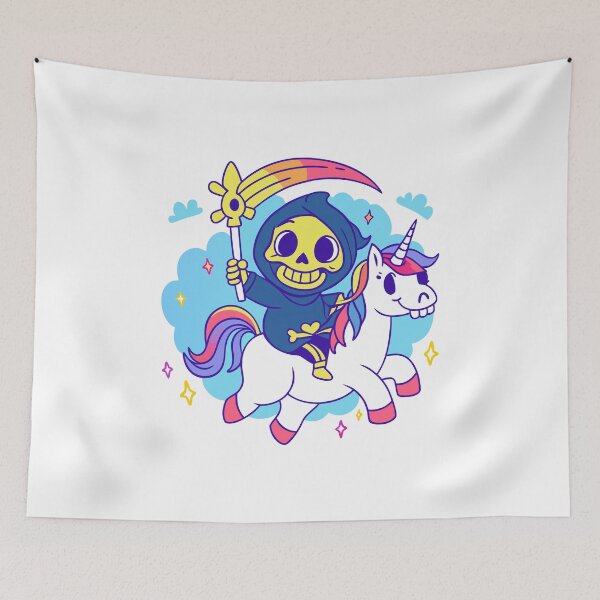 Item preview, Grim Reaper on Unicorn: Dark Fantasy Meets Whimsy ArtGrim Reaper on Unicorn: Dark Fantasy Meets Whimsy Art designed and sold by Timegraf.