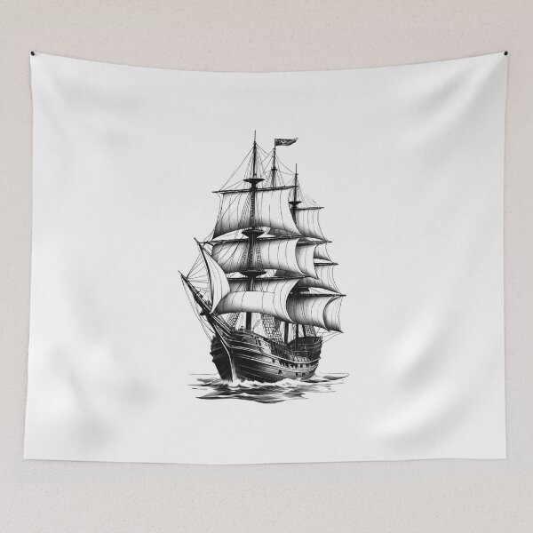 Item preview, Minimalist Old Sailing Ship at Sea designed and sold by Bunmigraphics .