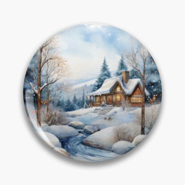 Item preview, Cosy Winter Cabin in Snowy Forest – Serene Winter Wonderland Art designed and sold by RaiyaTees.