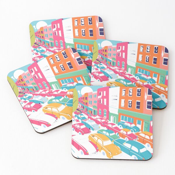 Item preview, Retro Modern Vintage Sweet Kawaii Colorful Cars and Buildings Stacked Together  designed and sold by stxaris.