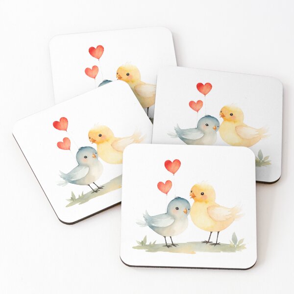 Item preview, Watercolor lovebirds and hearts, watercolor birds, valentine day, love, adorable lovebirds designed and sold by Victoria Riabov.