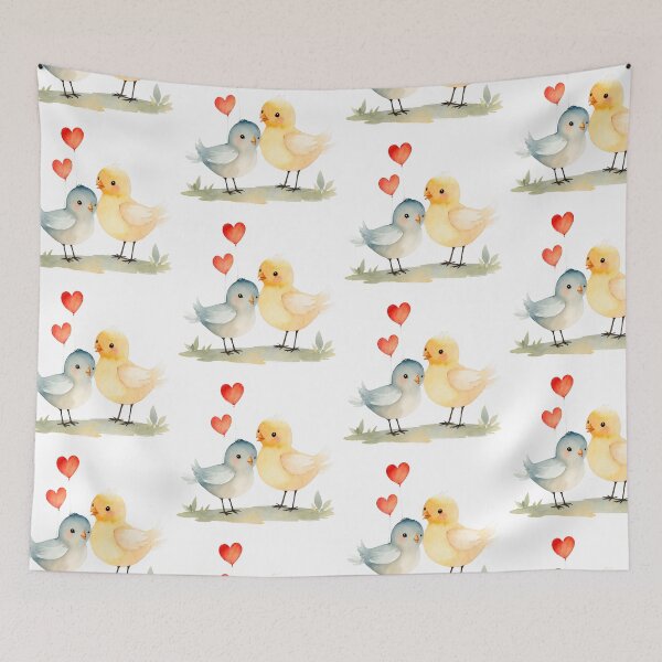 Item preview, Watercolor lovebirds and hearts, watercolor birds, valentine day, love, adorable lovebirds designed and sold by Victoria Riabov.