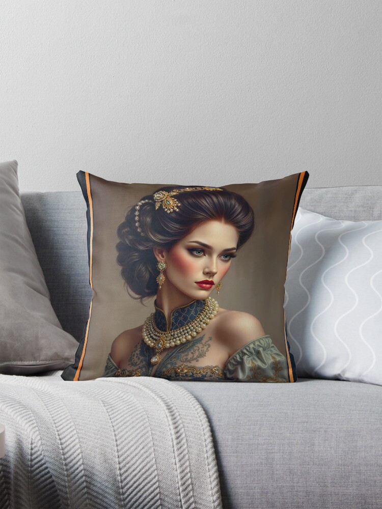 Exquisite Glamour Portrait Of The Elegant Beauty Lady Gianna AI Concept Art by Xzendor7 4 Exquisite Glamour Portrait Of The Elegant Beauty Lady Gianna Captivating AI Concept Art by Xzendor7 Decorative Art Print Throw Pillow