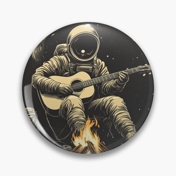 Item preview, Galaxy Astronaut Guitarist Campfire Luna Background Art designed and sold by GrinGalore.