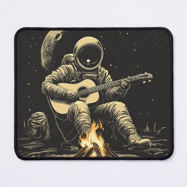 Item preview, Galaxy Astronaut Guitarist Campfire Luna Background Art designed and sold by GrinGalore.
