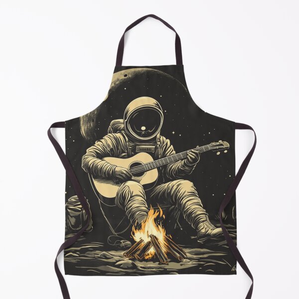 Item preview, Galaxy Astronaut Guitarist Campfire Luna Background Art designed and sold by GrinGalore.