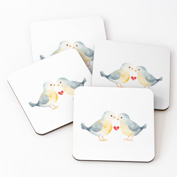 Item preview, Watercolor lovebirds and hearts, watercolor birds, valentine day, love, adorable lovebirds designed and sold by Victoria Riabov.