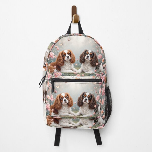Item preview, A serene 3D pattern background with Cavalier King Charles Spaniels lounging in a flower garden,surrounded by butterflies and soft pastel colors,ideal for calming designs. designed and sold by AlwaysHome.