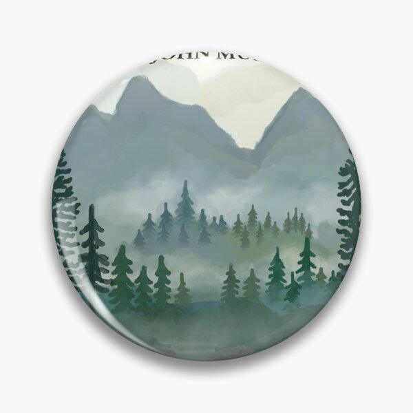 Item preview, Between every two pines is a doorway to a new world - John Muir. Misty forest woodland, river, hills mountains painting designed and sold by Scat the cat.