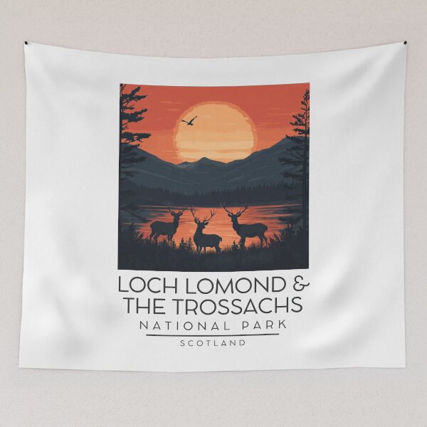 Item preview, A Vintage Illustration of Loch Lomond and The Trossachs National Park - Scotland designed and sold by GoodOldVintage.
