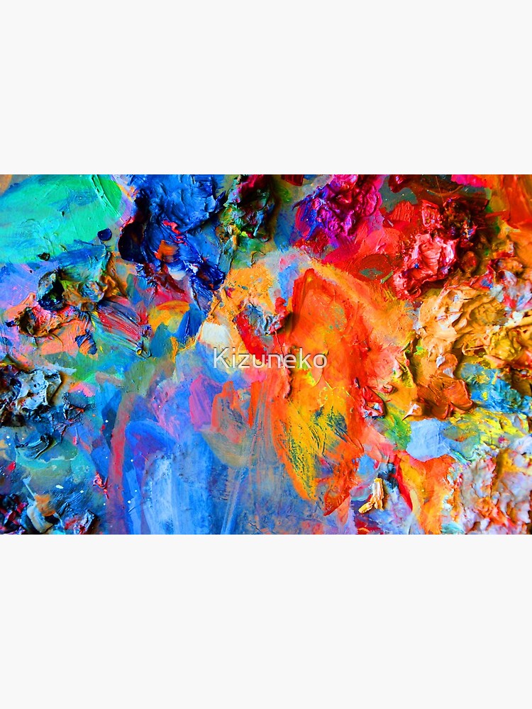 Background image of bright oil-paint palette closeup. Colorfull