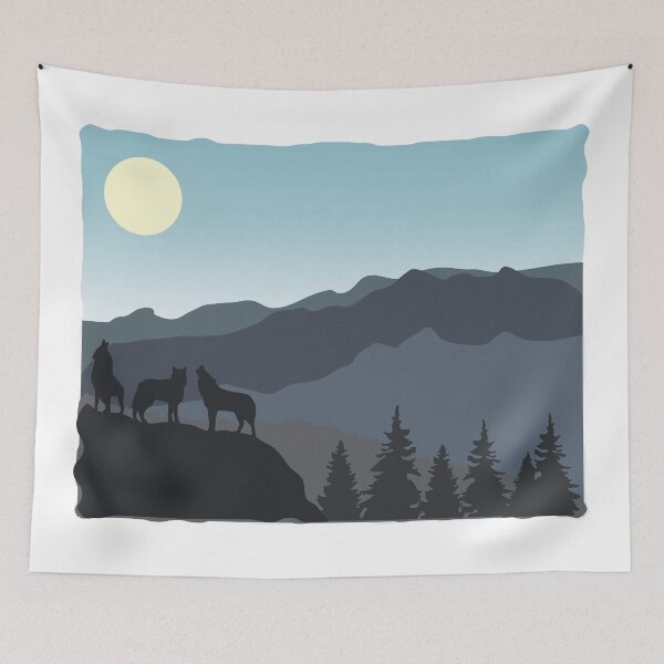 Item preview, Wolves Howling at the Moon in the Mountains.  designed and sold by MagnoliaLake.