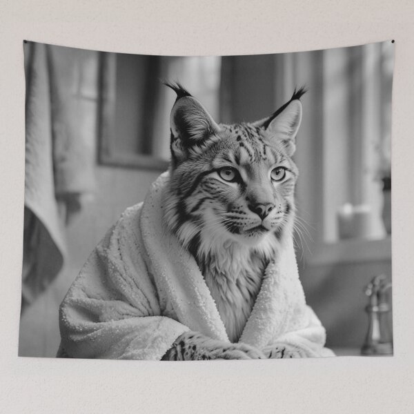 Item preview, Lynx in Bathrobe Relaxing at Sink designed and sold by vk09.