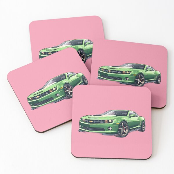 Item preview, Luminous green camaro against pink linear comic illustration designed and sold by kahida.