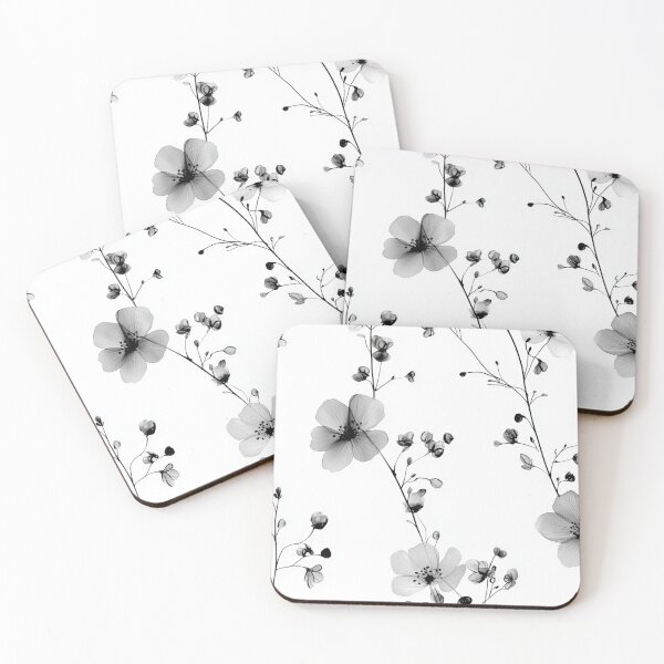 Item preview, Black And White Small Floral Pattern designed and sold by KootenayDesigns.