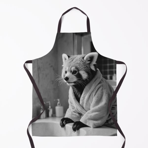 Item preview, Red Panda Relaxing by the Sink in a Cozy Bathrobe designed and sold by vk09.