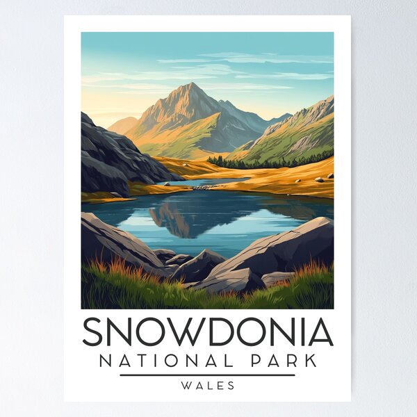 Item preview, A Vintage Illustration of Snowdonia National Park (Eryri) - Wales designed and sold by GoodOldVintage.