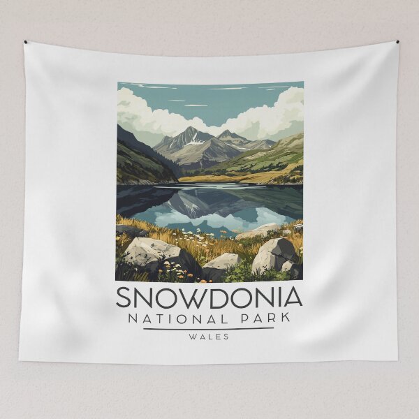 Item preview, A Vintage Illustration of Snowdonia National Park (Eryri) - Wales designed and sold by GoodOldVintage.