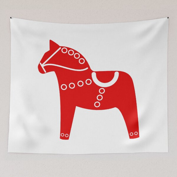 Aperçu de l'œuvre Art populaire scandinave - Cheval de Dala rouge créée et vendue par mikistudio.