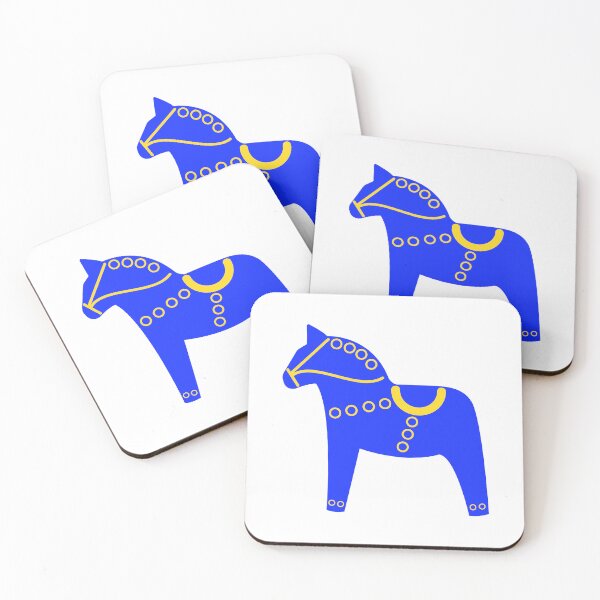 Aperçu de l'œuvre Art populaire scandinave - Cheval Dala bleu créée et vendue par mikistudio.