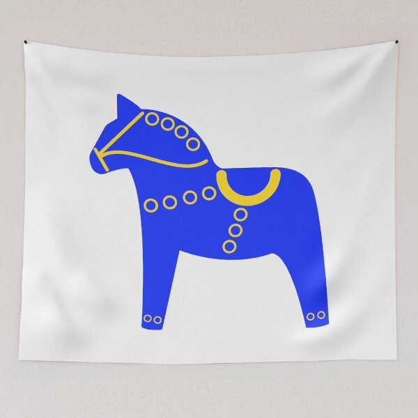 Aperçu de l'œuvre Art populaire scandinave - Cheval Dala bleu créée et vendue par mikistudio.