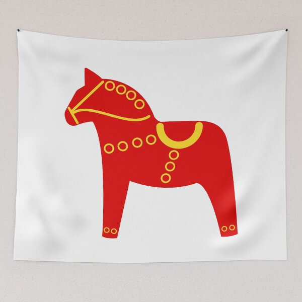 Aperçu de l'œuvre Art populaire scandinave - Cheval de Dala rouge créée et vendue par mikistudio.
