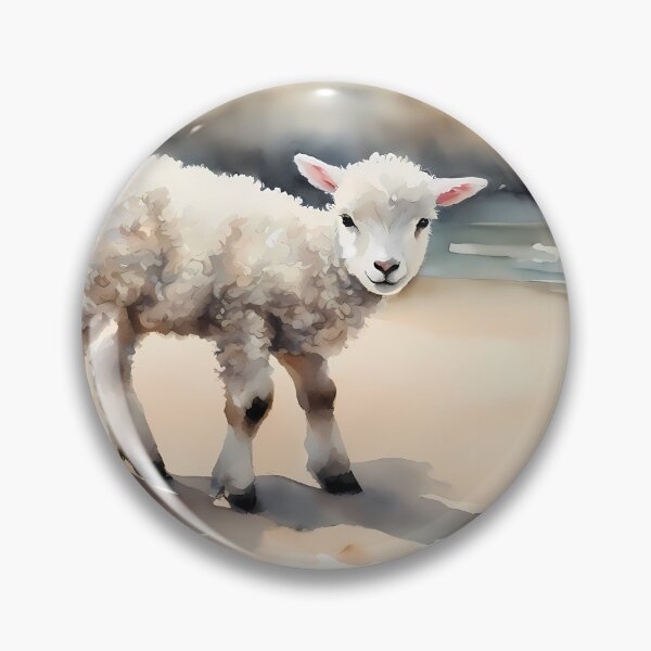 Item preview, Little White Lamb on Beach designed and sold by CalmnessbyChoice.