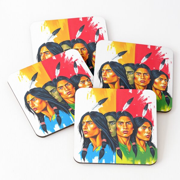 Item preview, "Ancestral Echoes: A Split Canvas of Indigenous Spirit" designed and sold by SJZDesign.