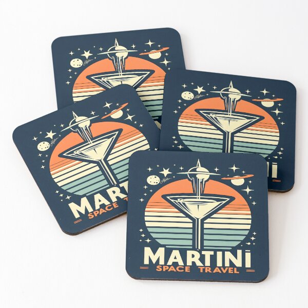 Artikelvorschau, Mid-Century Space Age Martini Raumfahrt Logo entworfen und verkauft von Lee Hiller Designs.