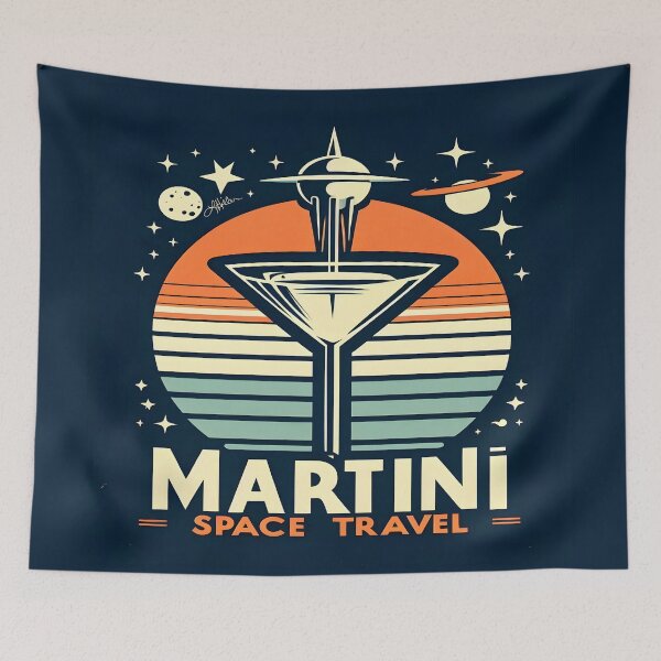 Item preview, Mid Century Space Age Martini Space Travel Logo designed and sold by Lee Hiller Designs.