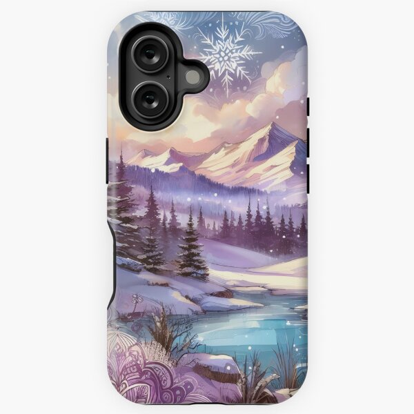Item preview, Winter Wonderland Patterns of Nature Mountain Lake designed and sold by BreezyDawnDesigns.