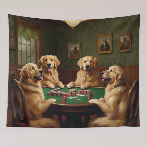 Item preview, Dogs Playing Poker Golden Retriever Retrievers breed Dog Card Game Cards designed and sold by Draculaura2009.
