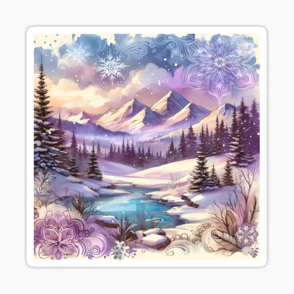 Item preview, Winter Wonderland Patterns of Nature Mountain Lake designed and sold by BreezyDawnDesigns.