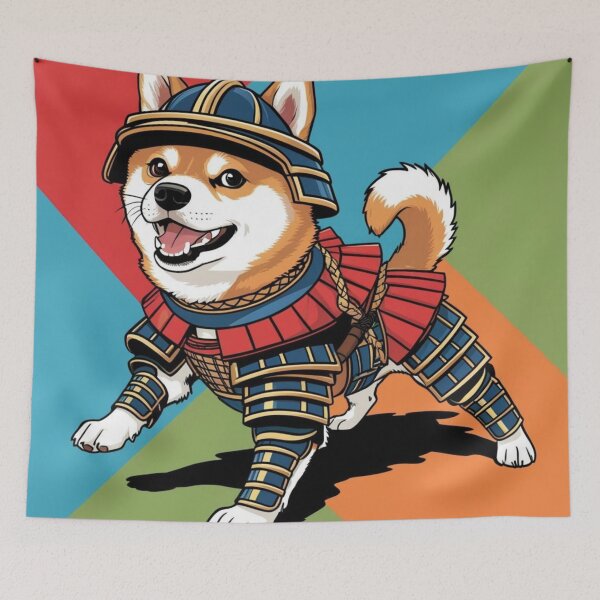 Item preview, Samurai Dog in Armor - Adorable Warrior Dog Art designed and sold by ArtsyWishesShop.