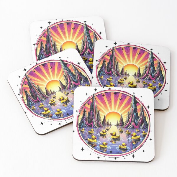 Item preview, Surreal Rubber Duck Landscape with Neon Sunset, Purple Mountains, and Reflective Water designed and sold by Negative Vibes Only.