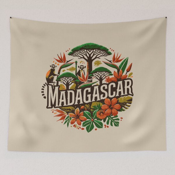 Item preview, MADAGASCAR - Africa - Baobab Trees Tropical Flowers Lemur designed and sold by Darling DeDe.