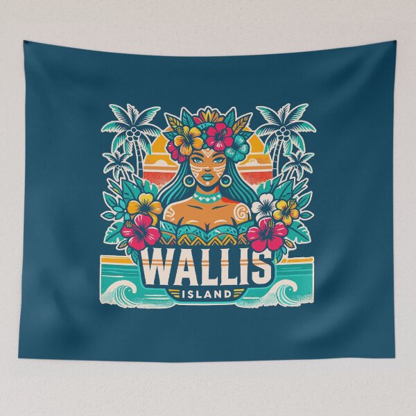 Item preview, WALLIS ISLAND Tropical Flowers Waves Island Woman Palm Trees designed and sold by Darling DeDe.