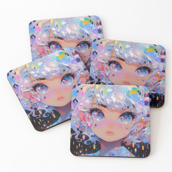Item preview, Iridescent Pastel Eyes Anime Girl designed and sold by bubblegoth.