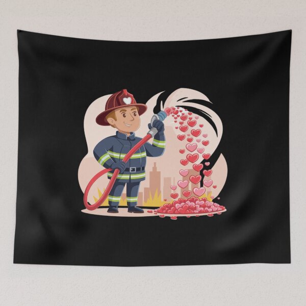 Item preview, Valentine's Day Firefighter designed and sold by ladyindigital.