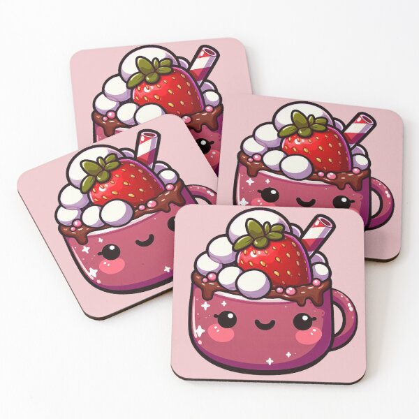 Item preview, Kawaii Strawberry Hot Chocolate with Marshmallows, Cream and Wafer designed and sold by Kawaiidiss.