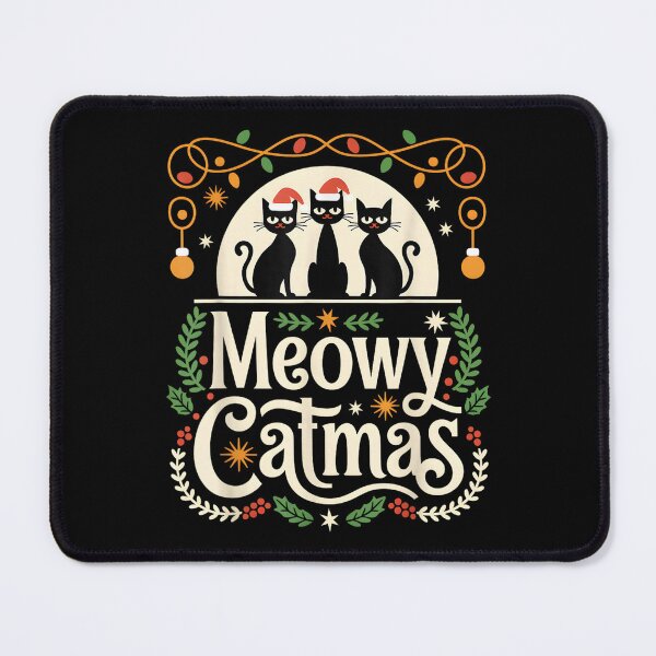 Item preview, Cute Christmas Cats – Black Cats Saying Meowy Catmas designed and sold by TiaraHans.