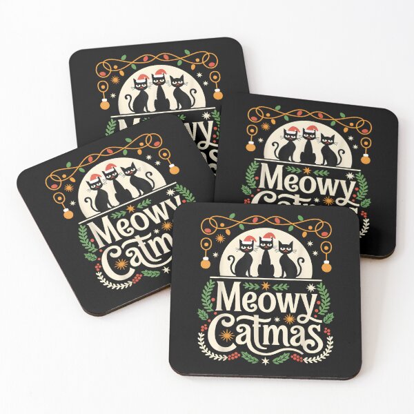 Item preview, Cute Christmas Cats – Black Cats Saying Meowy Catmas designed and sold by TiaraHans.