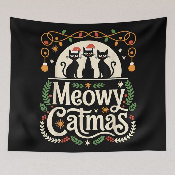 Item preview, Cute Christmas Cats – Black Cats Saying Meowy Catmas designed and sold by TiaraHans.
