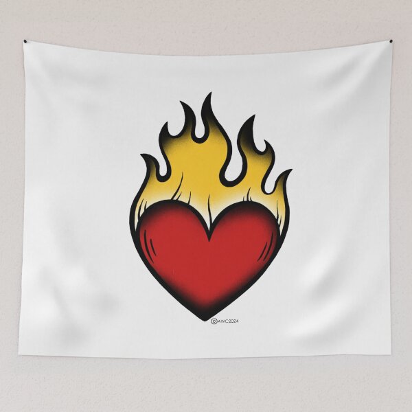 Item preview, Heart on fire Classic tattoo design  designed and sold by The-AWC.