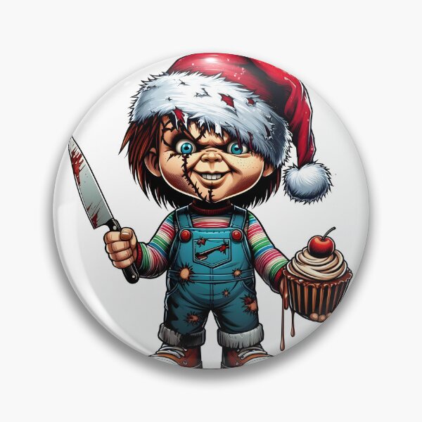 Item preview, Christmas Chucky with Christmas hat, knife and cupcake designed and sold by SublimePixelHub.