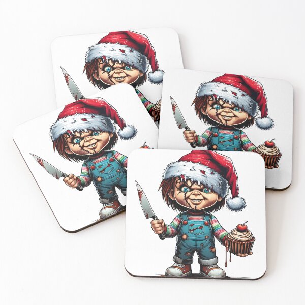 Item preview, Christmas Chucky with Christmas hat, knife and cupcake designed and sold by SublimePixelHub.