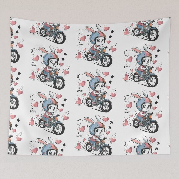 Item preview, Follow The White Rabbit Motorabbit Bunny Hare Follow Me Motogirl Motorcycle Girl Rabbit With Helmet designed and sold by Cr320.