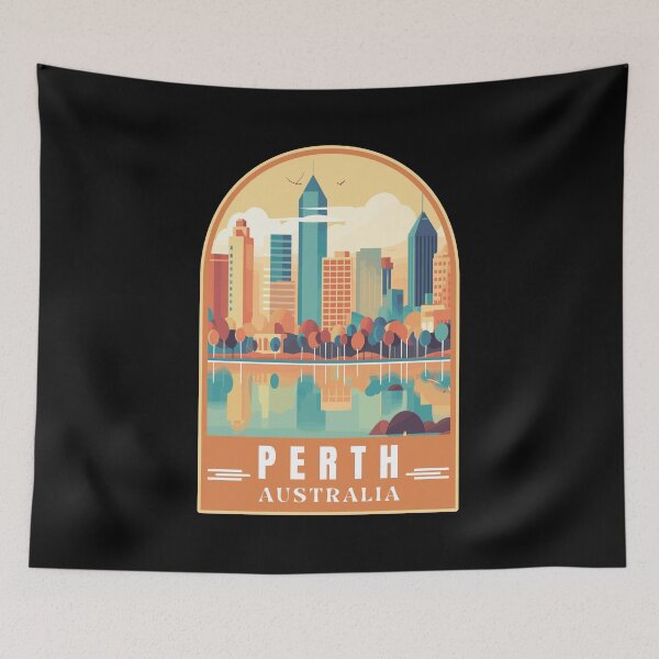 Item preview, Retro Perth in Western Australia Vector Art Travel Landscape designed and sold by MaateoDesign.